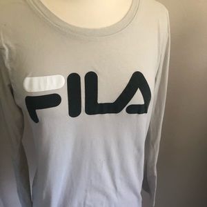 Fila long sleeve tee. White. Size Lg
